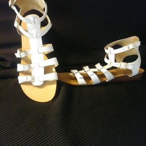 White open toe sandals by Antonio Melani